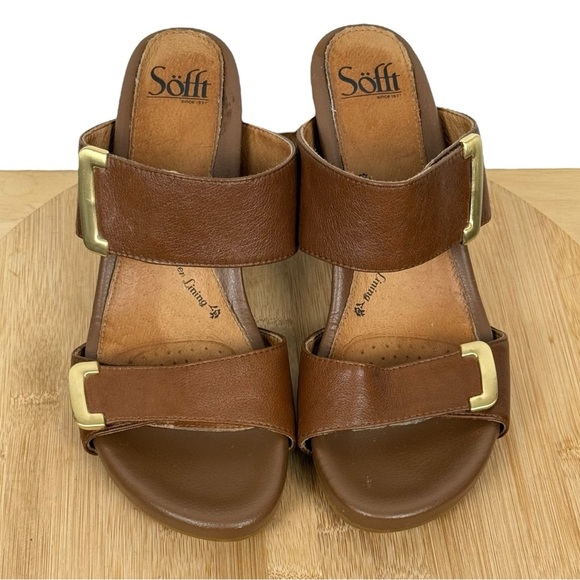 Söfft Brown Leather Block Heel Sandals – Size 9M - Picture 3 of 13